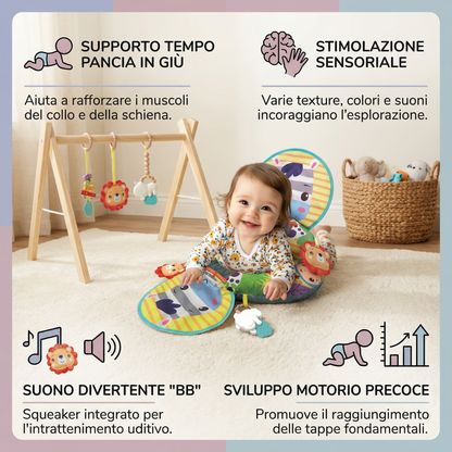 Cuscino da Allenamento per Neonati per il Tempo Pancia in Giù con Arco da Gioco – Supporta lo Sviluppo Sensoriale e la Crescita Precoce