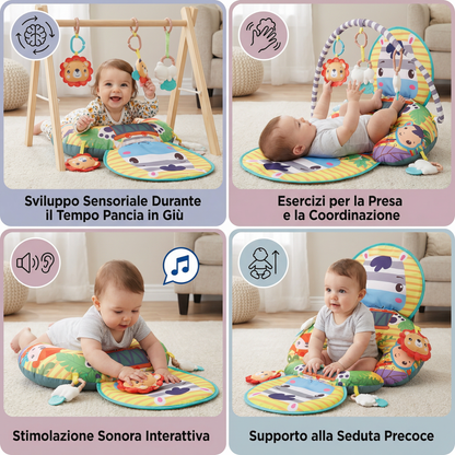Cuscino da Allenamento per Neonati per il Tempo Pancia in Giù con Arco da Gioco – Supporta lo Sviluppo Sensoriale e la Crescita Precoce