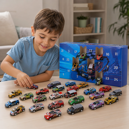 Calendario dell’Avvento di 24 Giorni con Auto da Corsa Giocattolo a Sorpresa