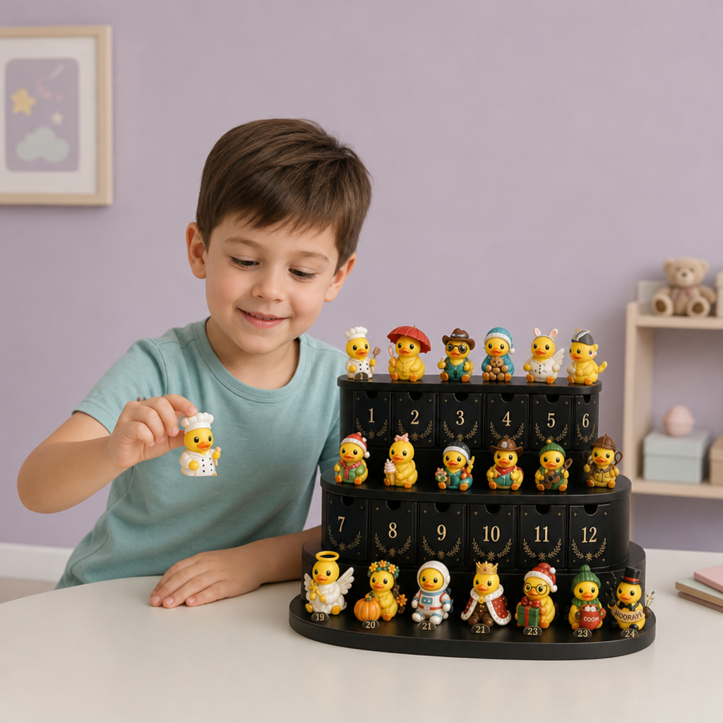 Calendario dell’Avvento di 24 Giorni con Anatre Magiche e Mini Figurine da Collezione