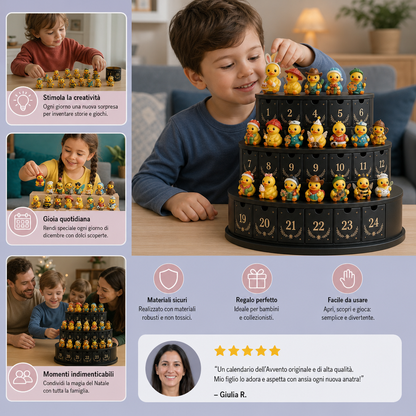 Calendario dell’Avvento di 24 Giorni con Anatre Magiche e Mini Figurine da Collezione