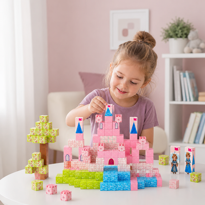 Set di Blocchi Magnetici da Costruzione Montessori Castello da Sogno della Principessa