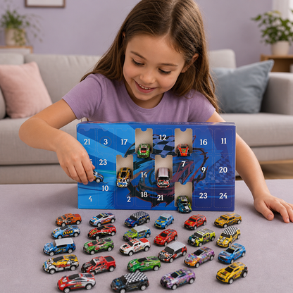 Calendario dell’Avvento di 24 Giorni con Auto da Corsa Giocattolo a Sorpresa