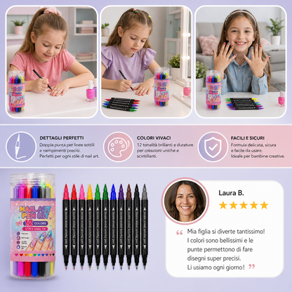 Set di 12 Pennarelli per Nail Art a Doppia Punta – Dettagli Precisi e Design Creativi
