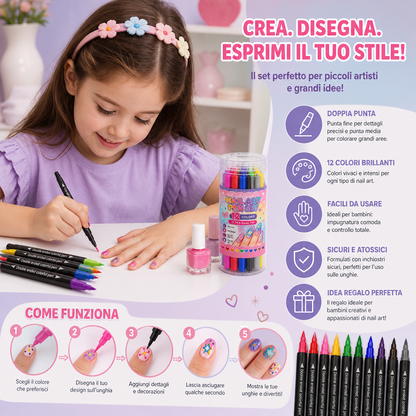 Set di 12 Pennarelli per Nail Art a Doppia Punta – Dettagli Precisi e Design Creativi