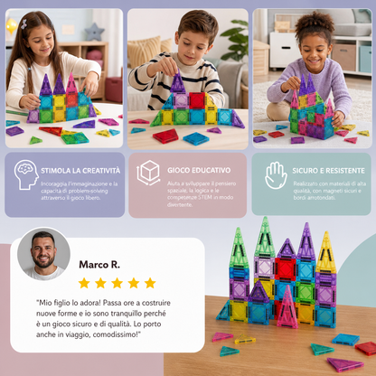 Set di Costruzioni Magnetiche per Bambini – Scatola Metallica Portaoggetti da Viaggio