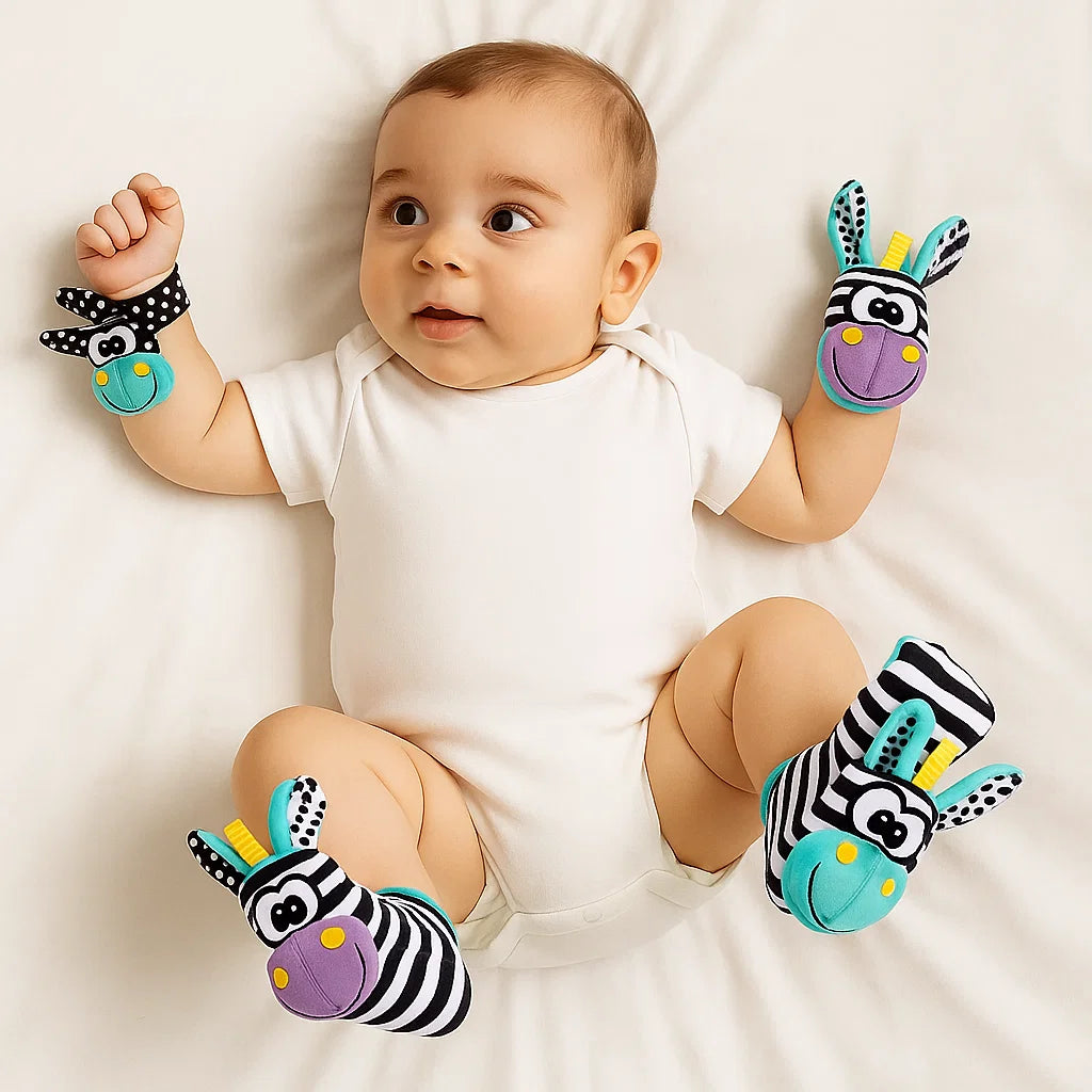 Set di sonagli da polso e calzini per bambini | Giocattoli sensoriali colorati per l' apprendimento precoce e lo sviluppo delle abilità motorie