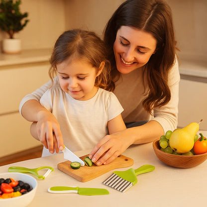 Set di coltelli da taglio per bambini | Strumenti da cucina sicuri e divertenti per imparare ad affettare frutta e verdura