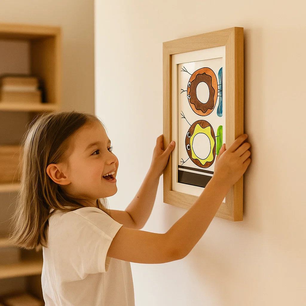 Cornice artistica per bambini | Cornice apribile con custodia per disegni e progetti creativi