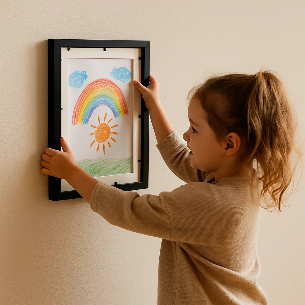 Cornice artistica per bambini | Cornice apribile con custodia per disegni e progetti creativi