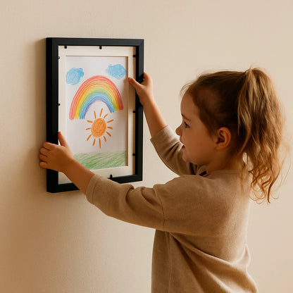 Cornice artistica per bambini | Cornice apribile con custodia per disegni e progetti creativi