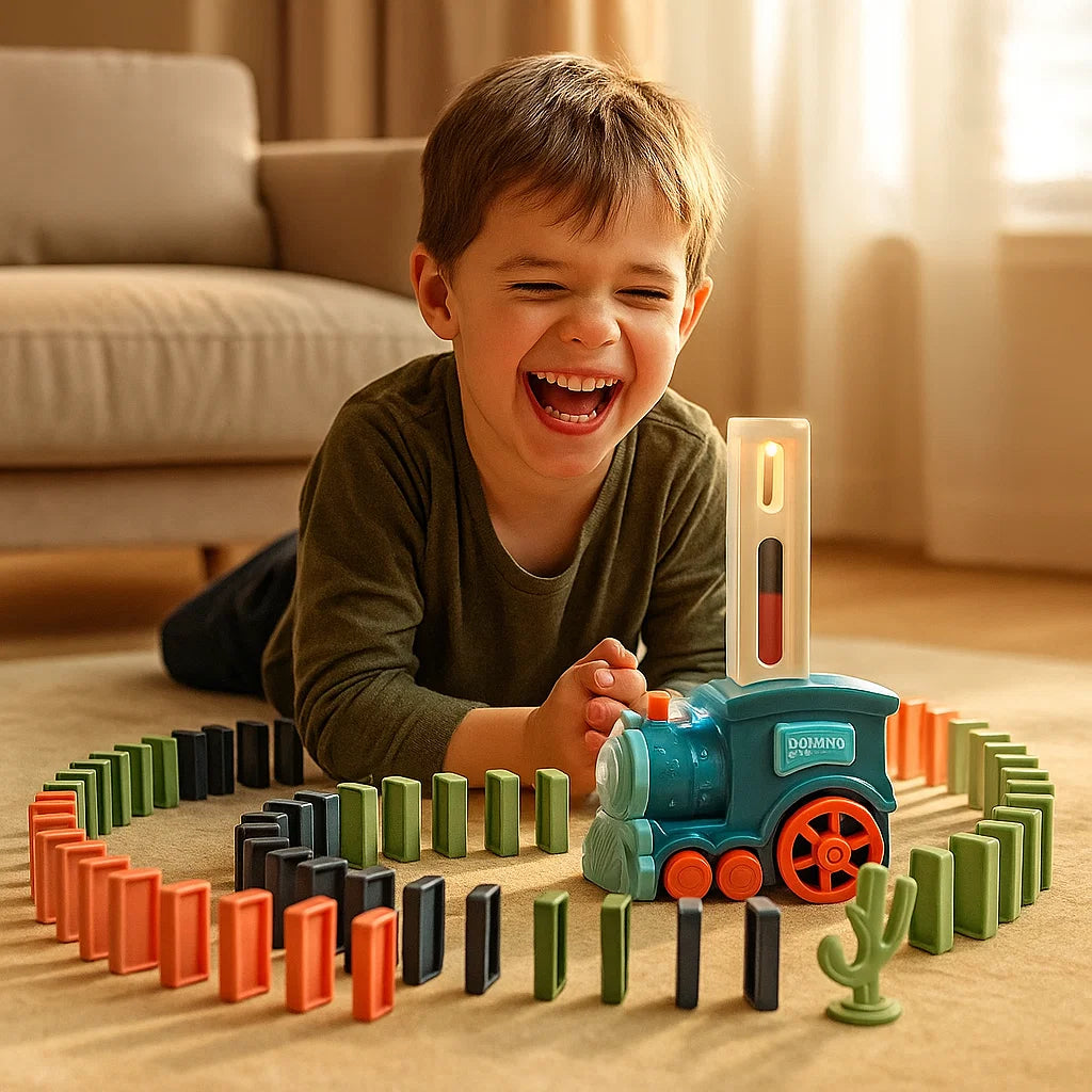 Treno domino giocattolo per bambini | Posa automatica dei binari con luci e suoni per un divertimento creativo
