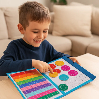Scheda magnetica per l' apprendimento delle frazioni per bambini | Strumento matematico colorato per la comprensione delle frazioni e delle operazioni