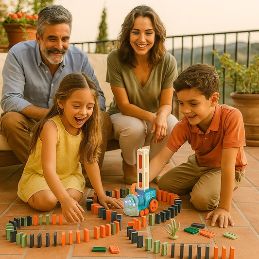 Treno domino giocattolo per bambini | Posa automatica dei binari con luci e suoni per un divertimento creativo