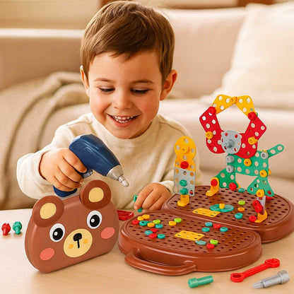 Set di gioco con trapano per bambini | Cassetta degli attrezzi educativa con cacciavite elettrico per costruire e giocare di ruolo