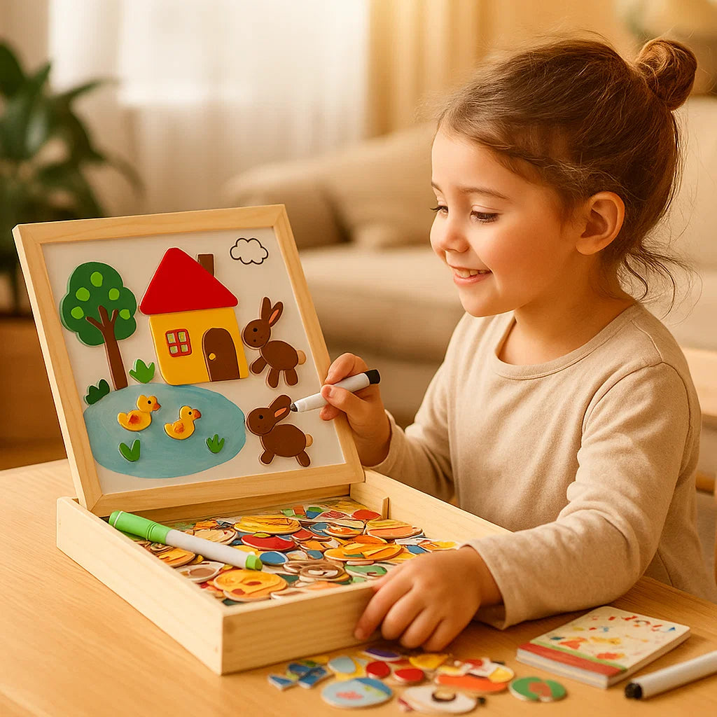 Puzzle magnetico per bambini | Giocattolo per l' apprendimento creativo con funzioni di disegno e abbinamento di forme
