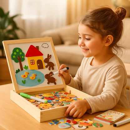 Puzzle magnetico per bambini | Giocattolo per l' apprendimento creativo con funzioni di disegno e abbinamento di forme