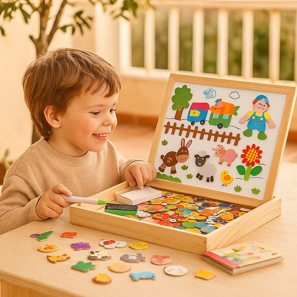 Puzzle magnetico per bambini | Giocattolo per l' apprendimento creativo con funzioni di disegno e abbinamento di forme