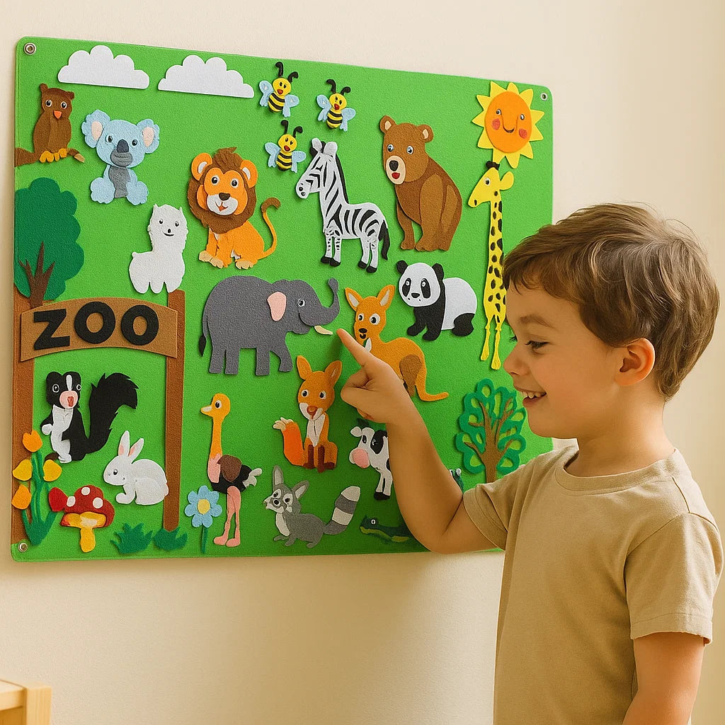 Scheda di feltro per bambini | Set educativo fai da te per imparare gli animali, immaginare e raccontare storie