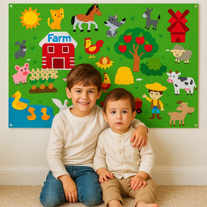 Scheda di feltro per bambini | Set educativo fai da te per imparare gli animali, immaginare e raccontare storie