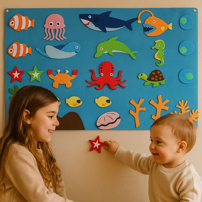 Scheda di feltro per bambini | Set educativo fai da te per imparare gli animali, immaginare e raccontare storie