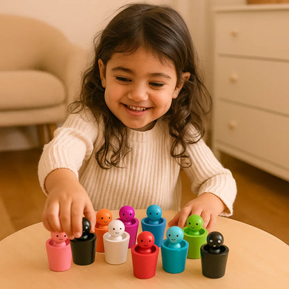 Bambole a pioli con ordinamento a colori per bambini | Giocattolo educativo per l' abbinamento, l' impilamento e l' allenamento della motricità fine