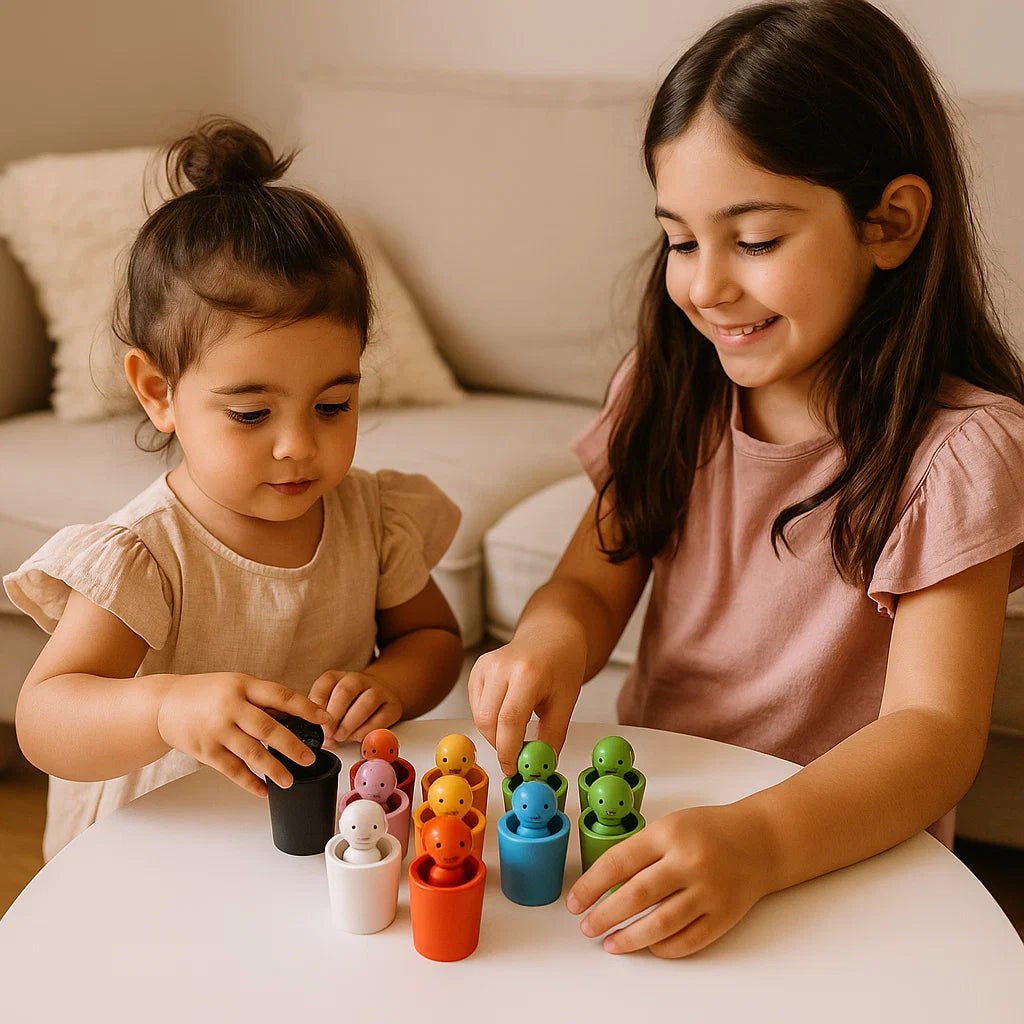 Bambole a pioli con ordinamento a colori per bambini | Giocattolo educativo per l' abbinamento, l' impilamento e l' allenamento della motricità fine