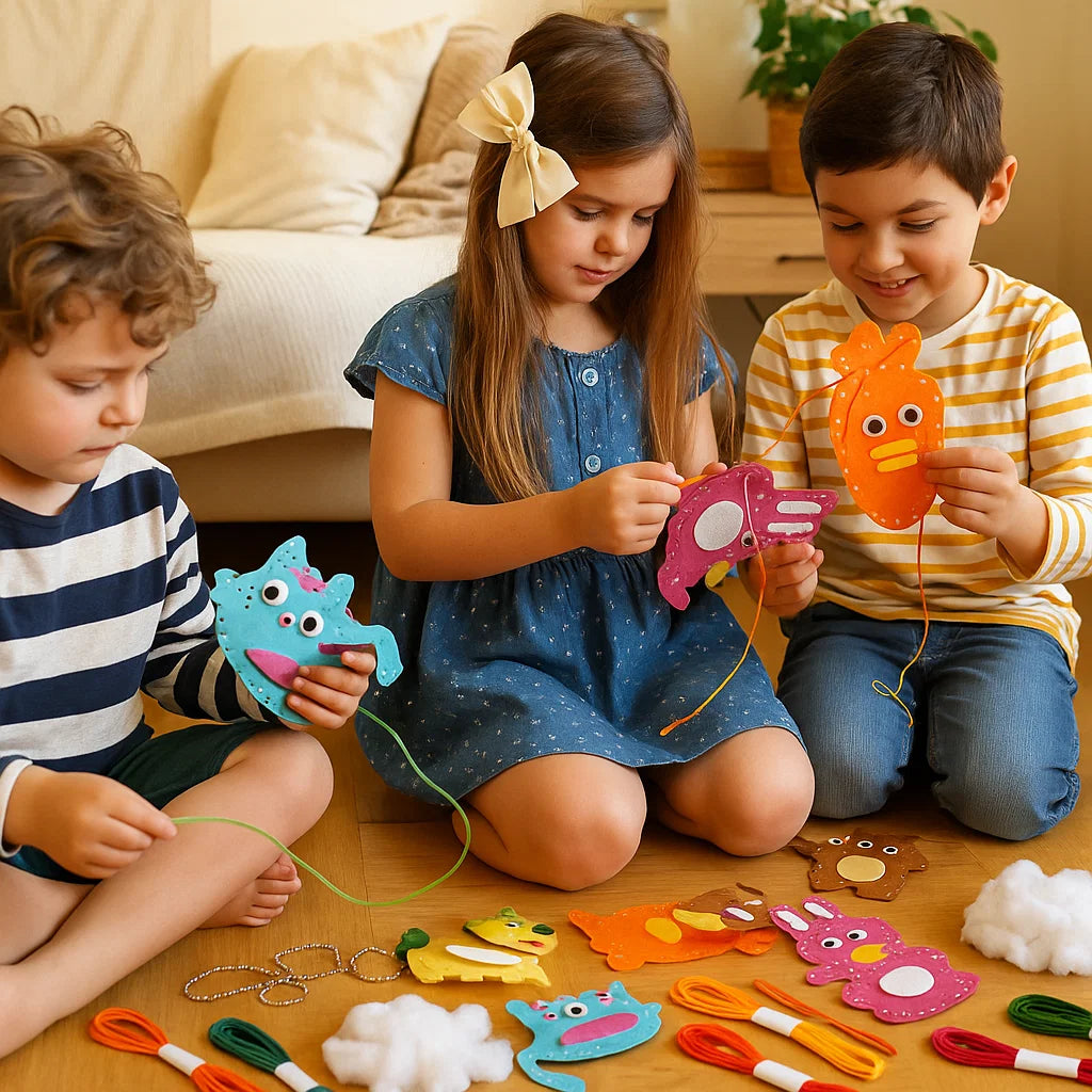 Kit di cucito per animali in feltro per bambini | Set di artigianato divertente per la coordinazione occhio - mano e lo sviluppo di abilità creative
