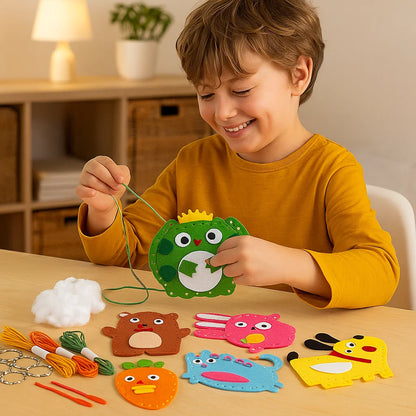 Kit di cucito per animali in feltro per bambini | Set di artigianato divertente per la coordinazione occhio - mano e lo sviluppo di abilità creative