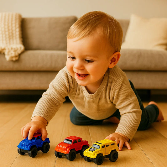 Mini auto giocattolo per bambini | Veicoli inerziali per giocare a gattonare in casa e per lo sviluppo delle prime abilità motorie