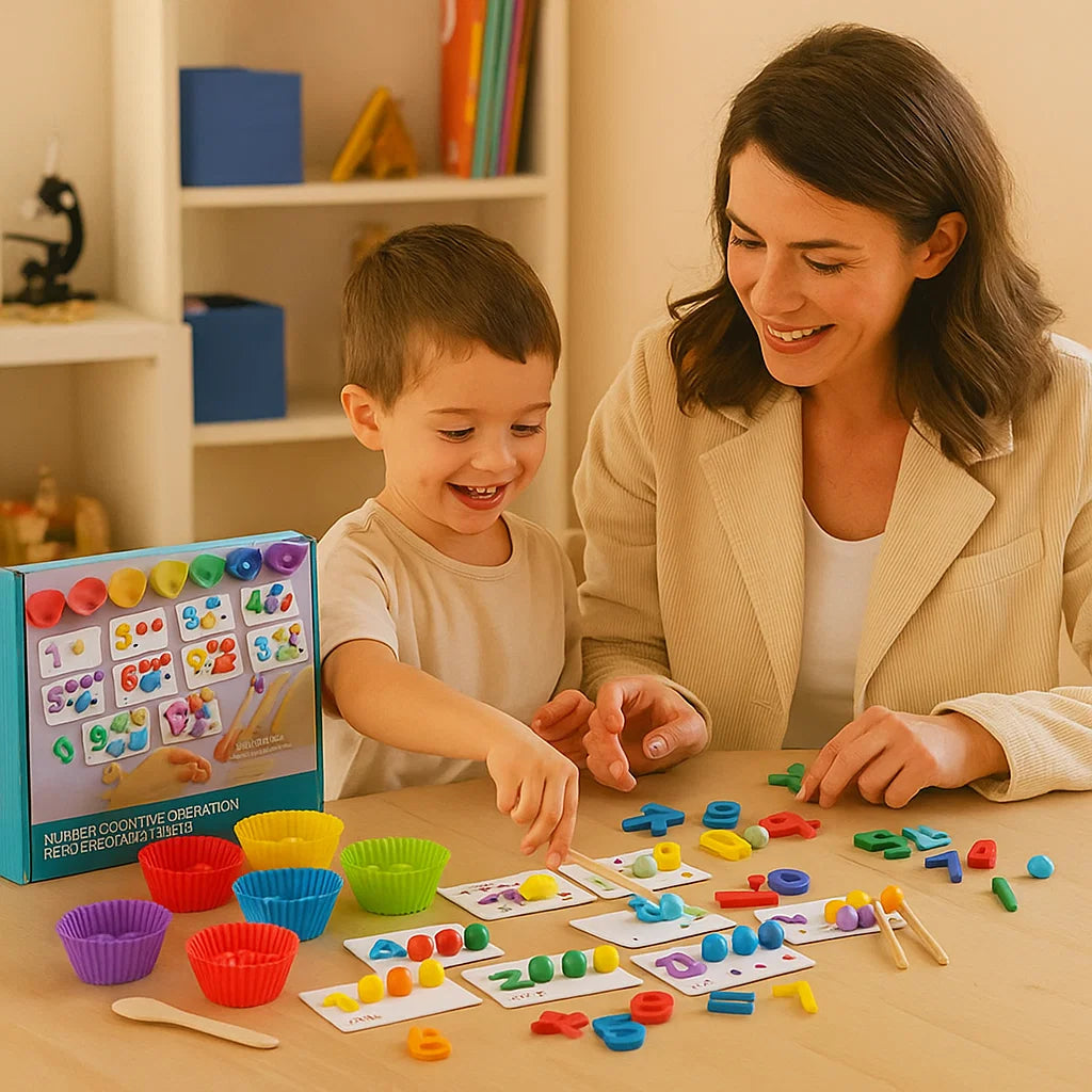 Puzzle di matematica Montessori per bambini | Gioco educativo di abbinamento di perline per il riconoscimento dei numeri e le abilità di conteggio