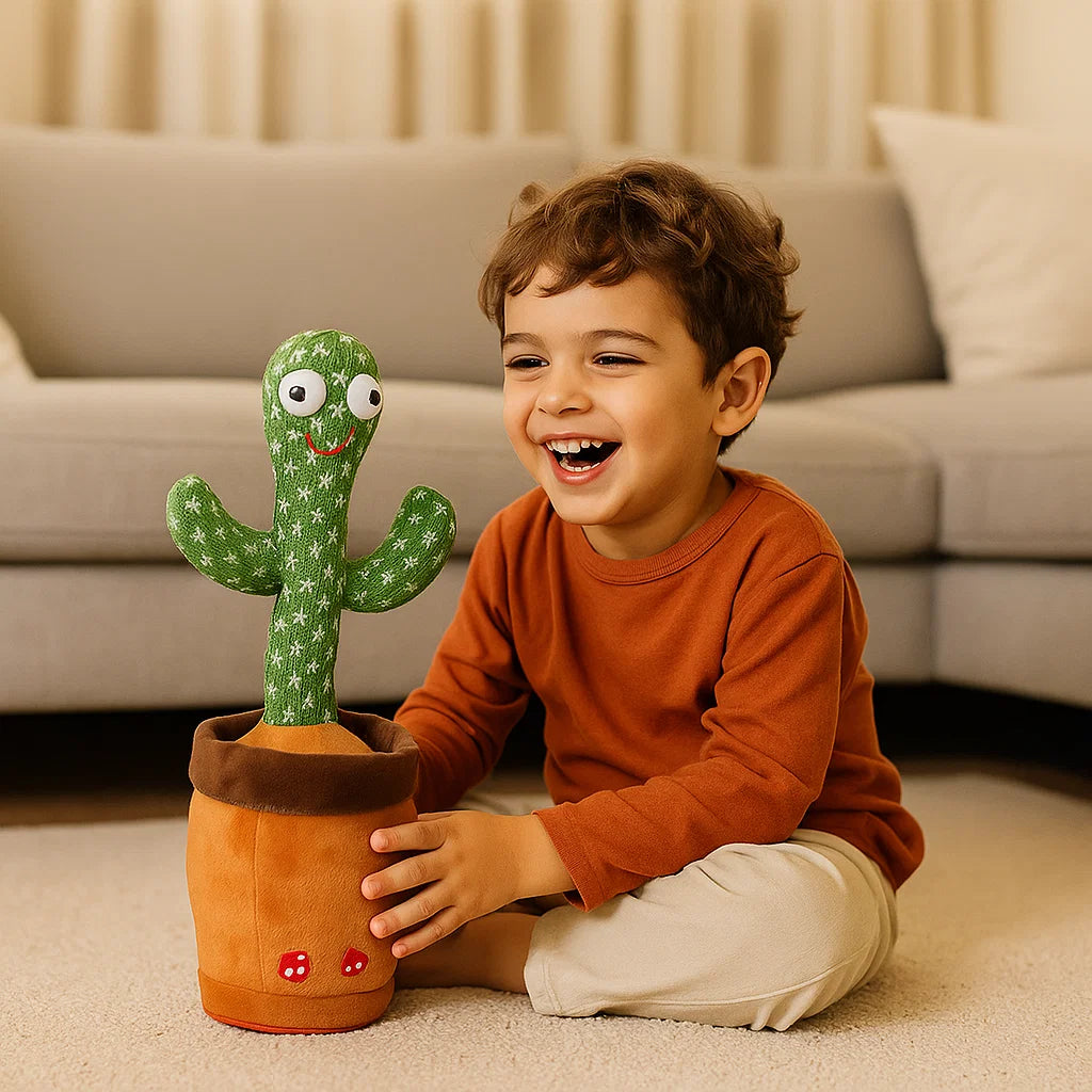 Cactus danzante per bambini | Peluche canterino con luci e mimica vocale per un divertimento musicale interattivo