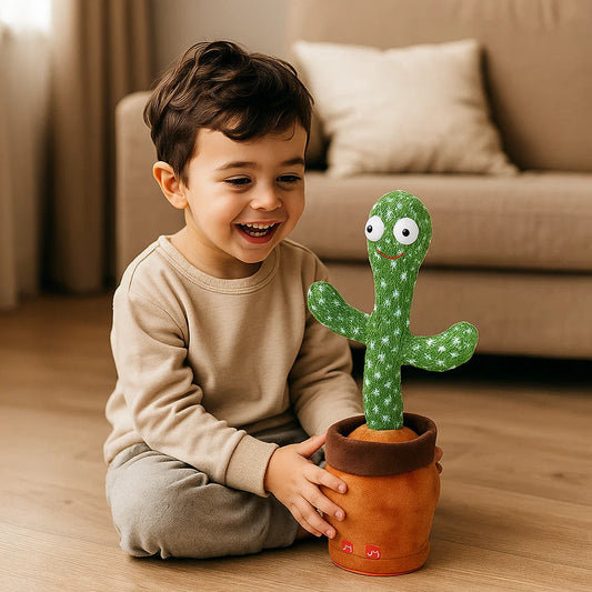 Cactus danzante per bambini | Peluche canterino con luci e mimica vocale per un divertimento musicale interattivo