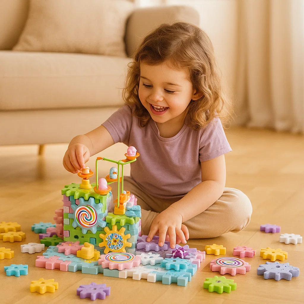 Blocchi di ingranaggi meccanici per bambini | Giocattolo STEM elettrico per il gioco creativo e il divertimento nella prima infanzia