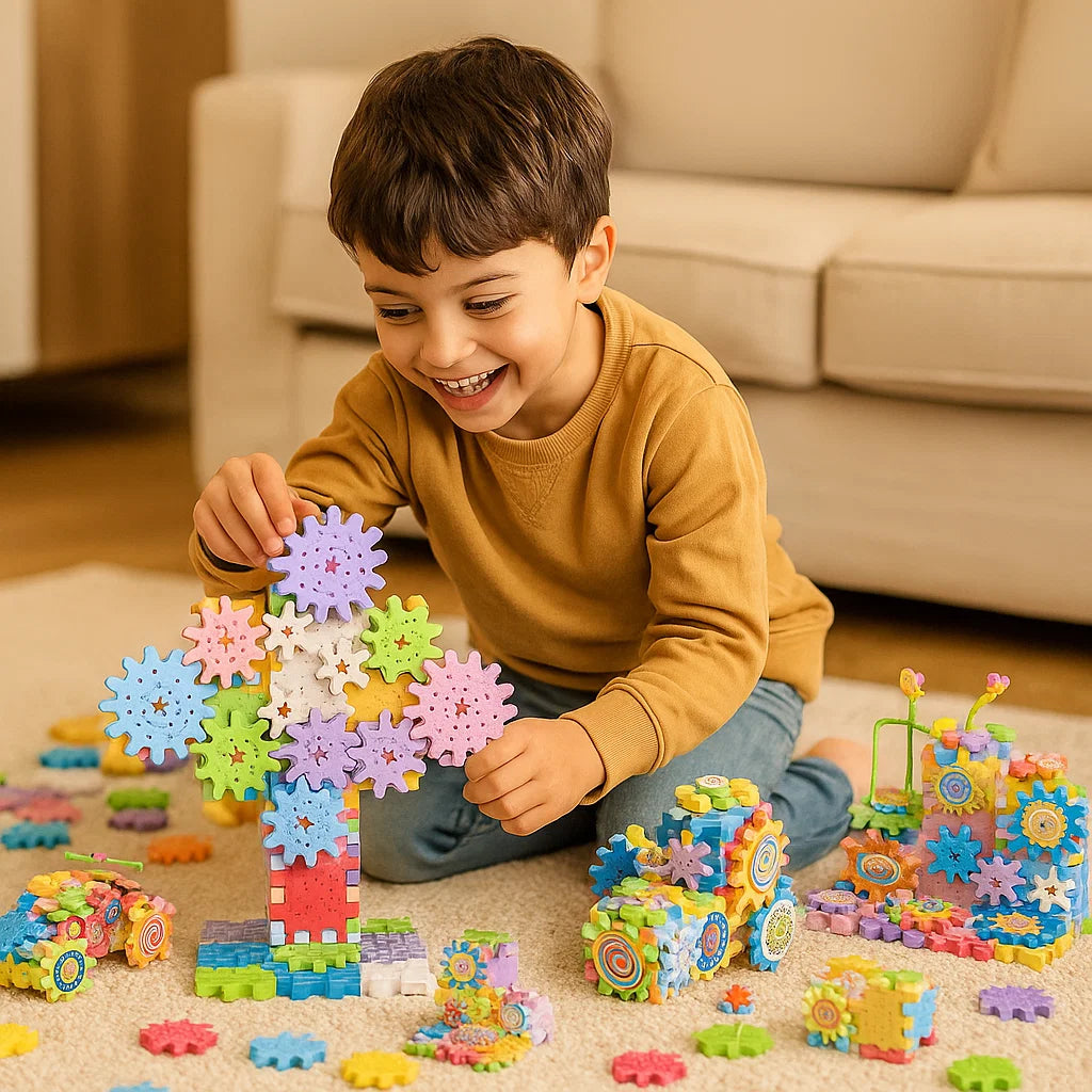 Blocchi di ingranaggi meccanici per bambini | Giocattolo STEM elettrico per il gioco creativo e il divertimento nella prima infanzia