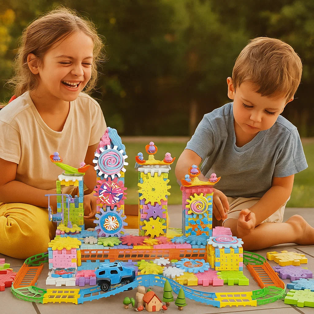 Blocchi di ingranaggi meccanici per bambini | Giocattolo STEM elettrico per il gioco creativo e il divertimento nella prima infanzia
