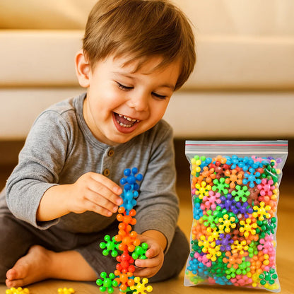 Blocchi da costruzione a forma di fiocco di neve per bambini ⎜ Puzzle 3D creativo per divertimento educativo e capacità motorie fini
