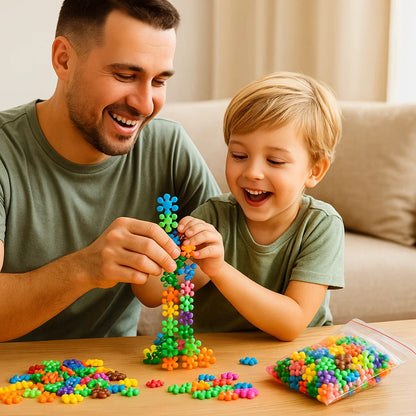 Blocchi da costruzione a forma di fiocco di neve per bambini ⎜ Puzzle 3D creativo per divertimento educativo e capacità motorie fini