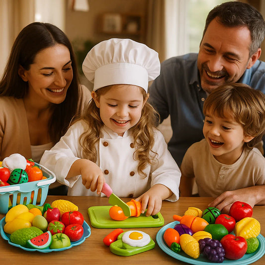 Set da cucina per tagliare la frutta | Giocattolo educativo per bambini con cestino e verdure realistiche per giochi di ruolo