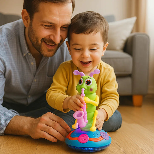 Gattonatore musicale per bambini | Bruco rotante con luci e suoni per l' apprendimento precoce e il movimento divertente