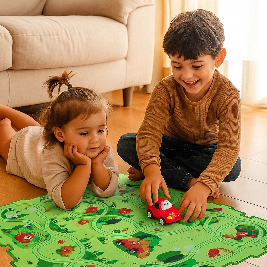 Tappetino da gioco Puzzle Track per bambini ⎜ Gioco interattivo da pavimento con strade collegabili per un divertimento fantasioso