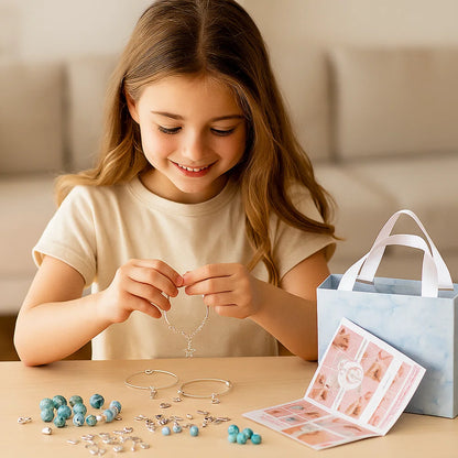 Kit Fai da Te per Creare Braccialetti con Ciondoli ⎜ Set di Gioielli Creativo con Perline e Pendenti in Scatola Regalo per Ragazze