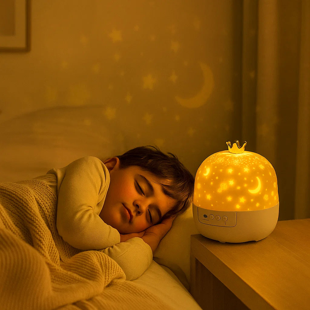 Proiettore Notturno Cielo Stellato ⎜ Lampada LED Rotante con Musica e Diapositive di Scene per un’Atmosfera Rilassante