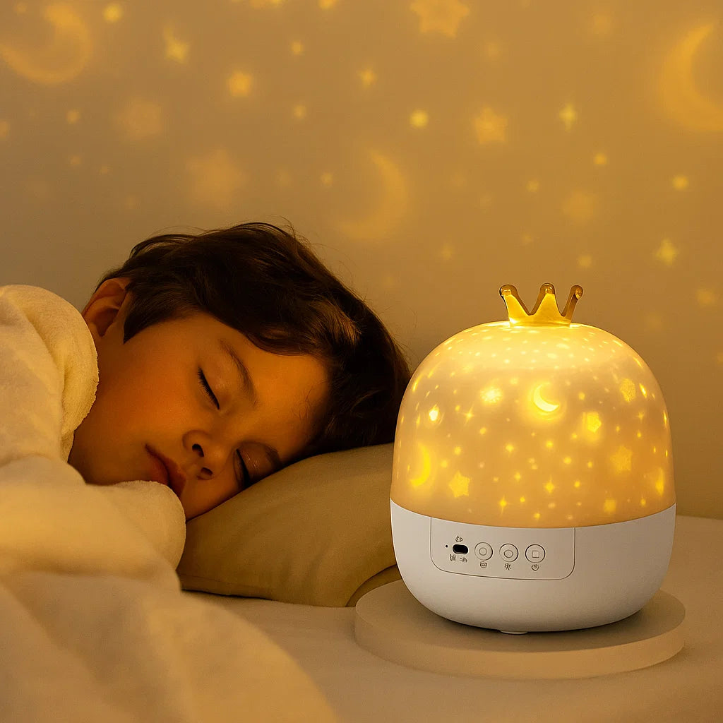Proiettore Notturno Cielo Stellato ⎜ Lampada LED Rotante con Musica e Diapositive di Scene per un’Atmosfera Rilassante