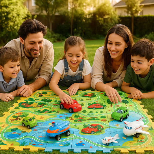 Tappetino da gioco Puzzle Track per bambini ⎜ Gioco interattivo da pavimento con strade collegabili per un divertimento fantasioso