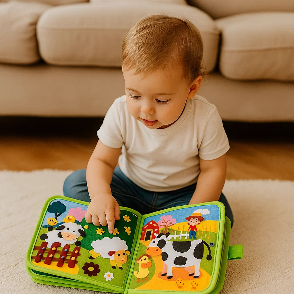 Libro didattico sulla fattoria per bambini | Libro di attività in morbido feltro per l' apprendimento degli animali e la motricità fine