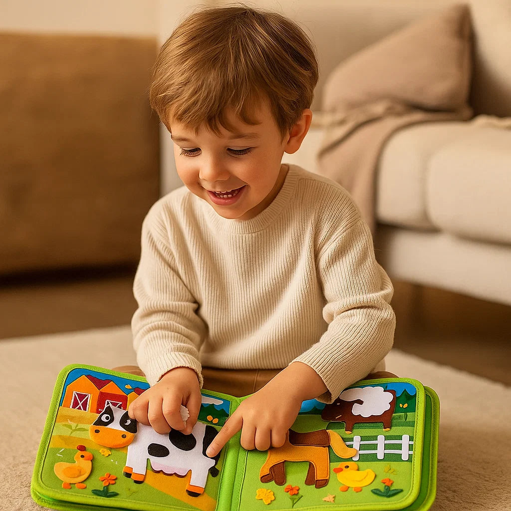 Libro didattico sulla fattoria per bambini | Libro di attività in morbido feltro per l' apprendimento degli animali e la motricità fine