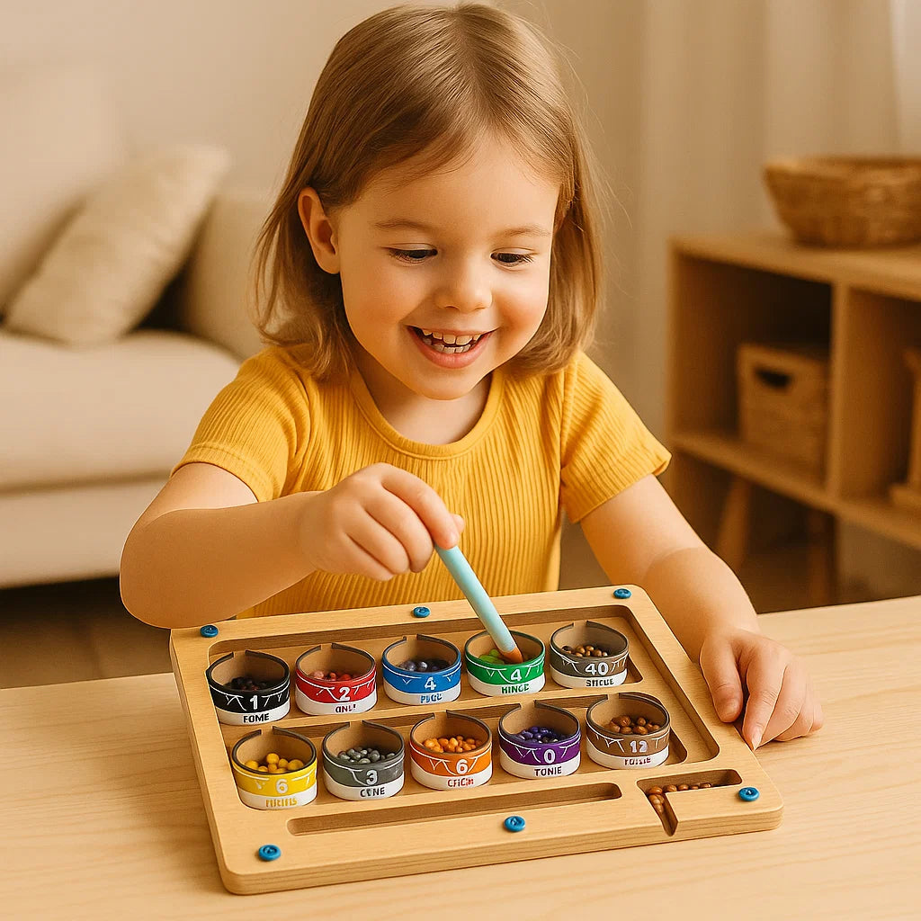 Legno magnetico per il conteggio | Gioco di ordinamento dei colori con penna per l' apprendimento precoce e la motricità fine