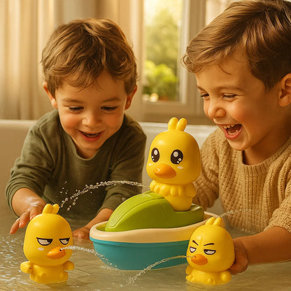 Set di giocattoli da bagno per bambini | Divertenti anatre che spruzzano acqua con motoscafo per giochi interattivi durante il bagno
