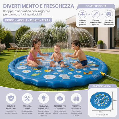 Inflatable Kids Splash Pad con Sprinkler – Materassino da Gioco Acquatico per Giardino e Spiaggia